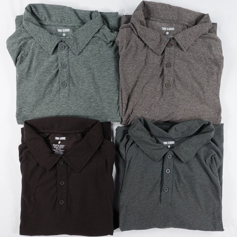 True Classic Polo Shirt Mens XL Lot of 4 Active Stretch Casual Multi Color
